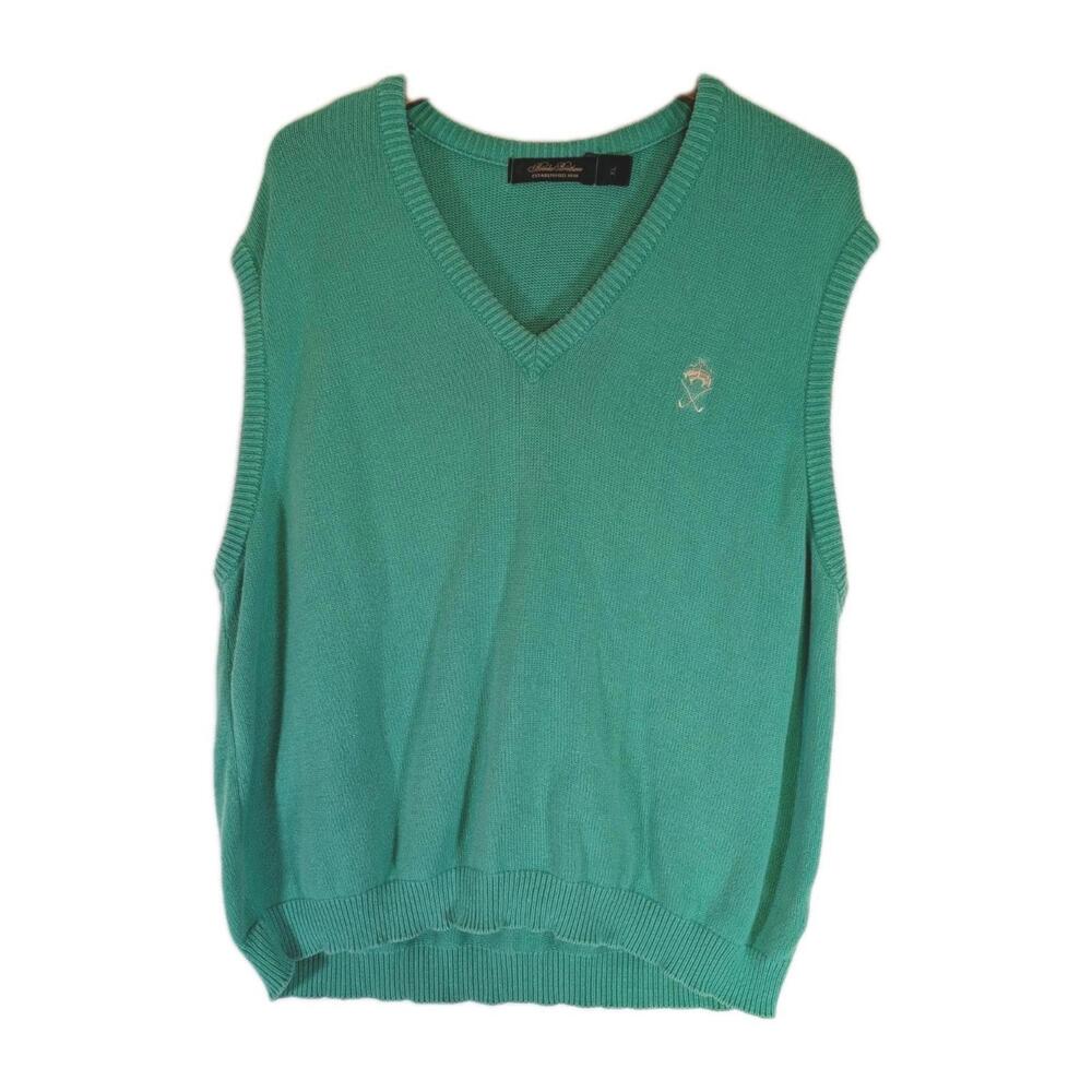 Vtg Brooks Brothers Mens Sweater Golf Vest V Neck Christmas Green Mens XL‎ USA